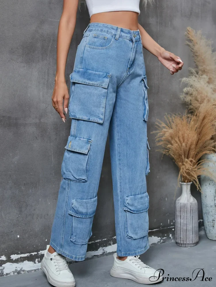 Vintage Loose Casual Middle Waist Hip Hop Straight Baggy Denim Jean - Image 3