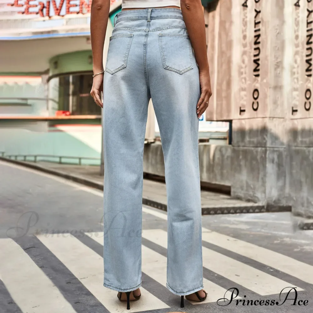 Simple New Loose Comfortable Fashion Slimming Light Blue Baggy Denim Jean - Image 2
