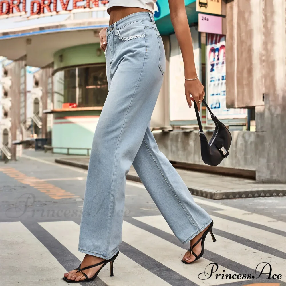 Simple New Loose Comfortable Fashion Slimming Light Blue Baggy Denim Jean - Image 5