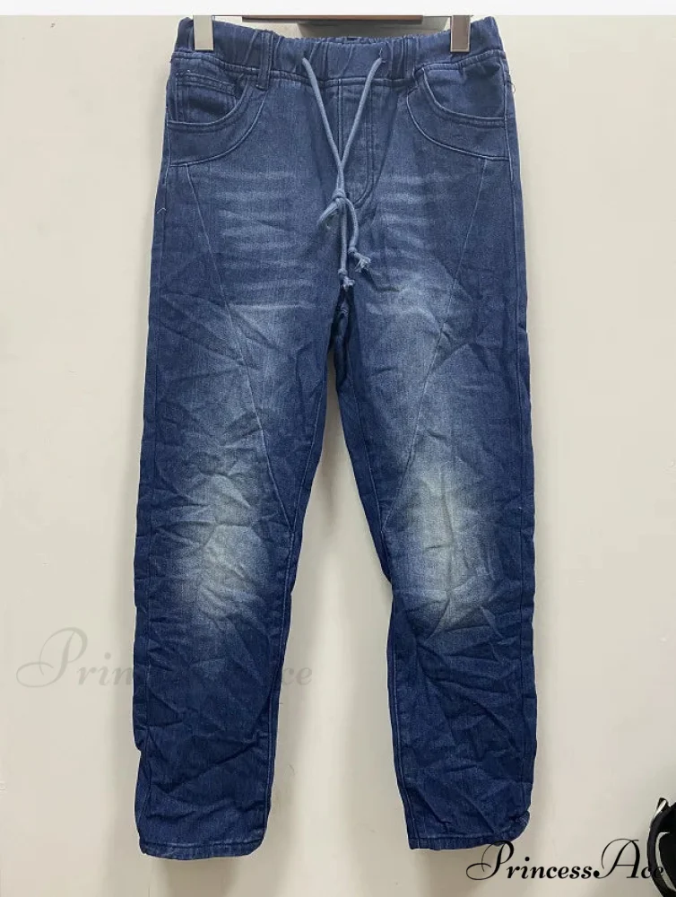 High Waisted Stretchy Cargo Denim Trendy Hole Button Waist Pants Jean - Image 2