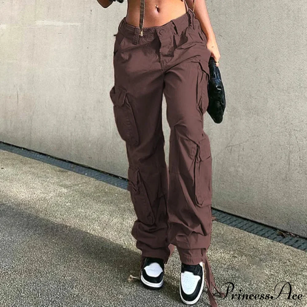 Vintage Cargo Baggy Streetwear Pockets Wide Leg Low Waist Casual Loose Y2k Denim Jean - Image 3