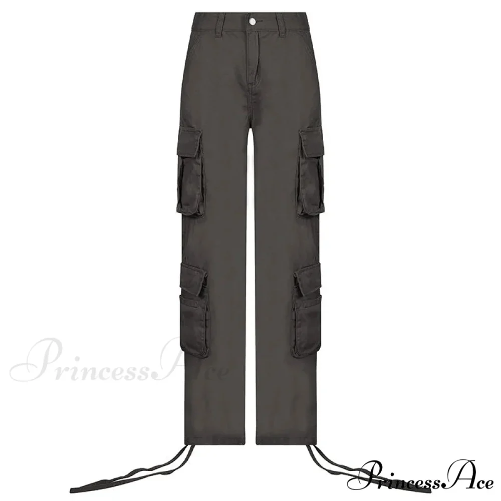 Vintage Cargo Baggy Streetwear Pockets Wide Leg Low Waist Casual Loose Y2k Denim Jean - Image 9