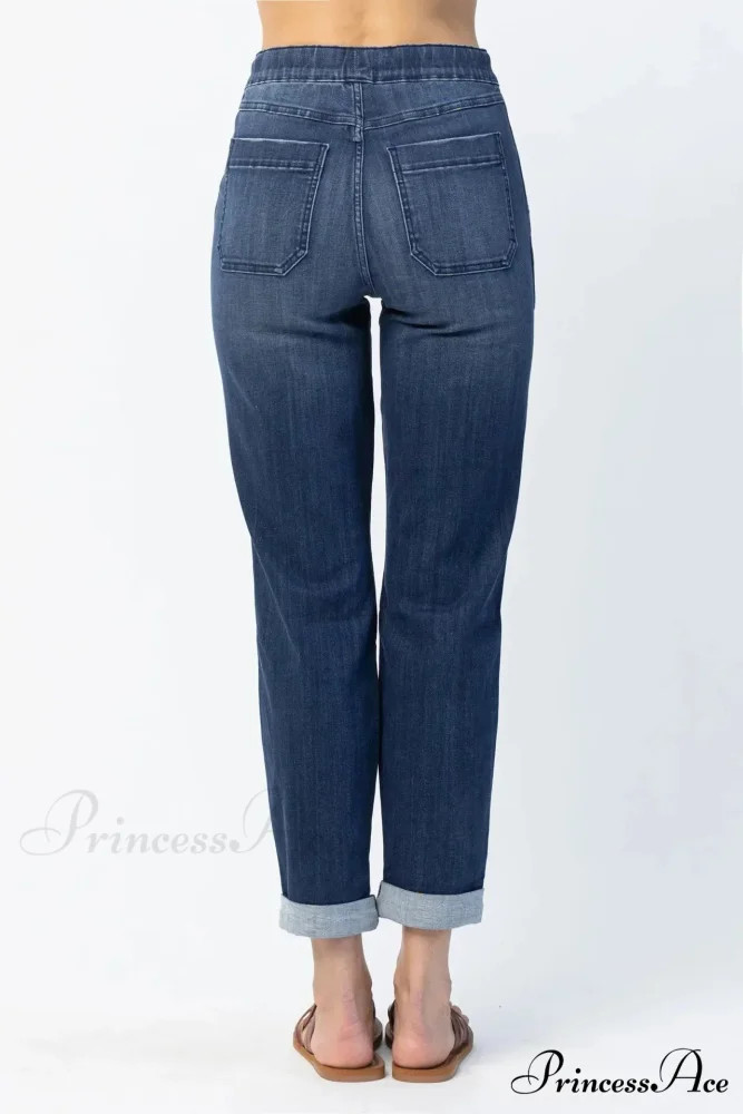 Elastic Skinny Pencil Casual Denim Drawstring High Waist Women's Fashionable Jean - Image 5