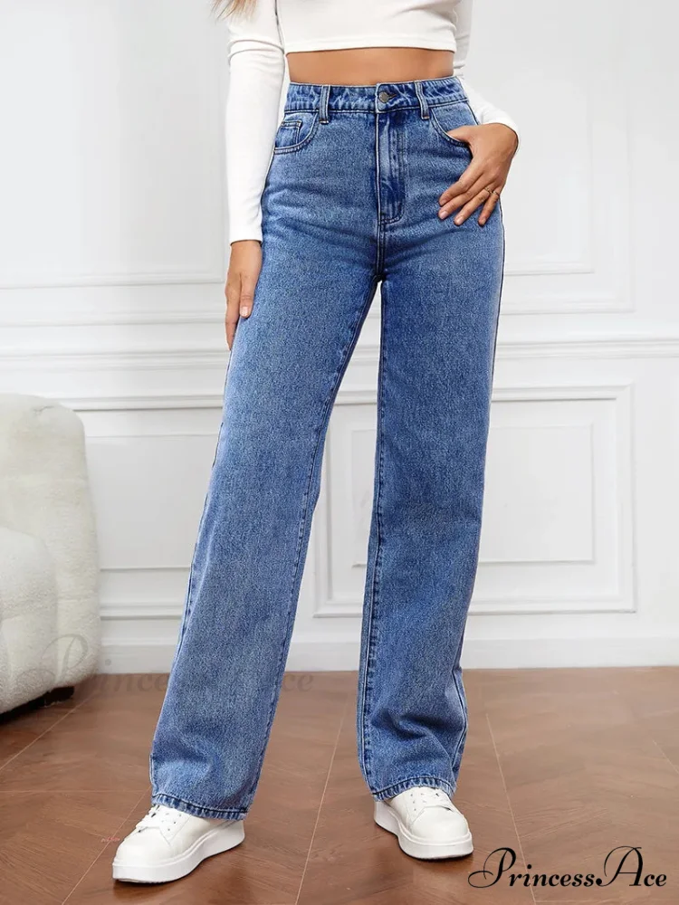 Stretch Straight-Leg Denim Trousers Women Loose Straight Washed Denim Pants Fashion Pants 2024 Fall Winter new Jean - Image 2