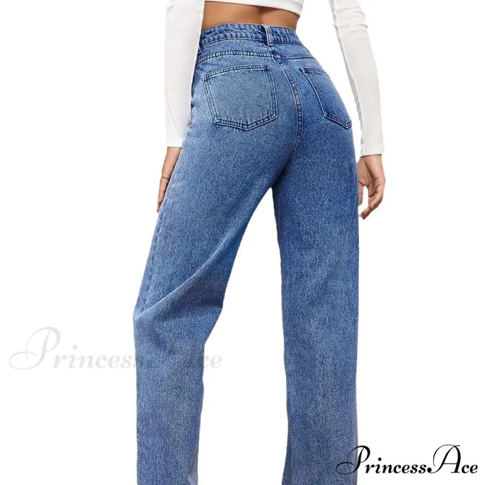 Stretch Straight-Leg Denim Trousers Women Loose Straight Washed Denim Pants Fashion Pants 2024 Fall Winter new Jean - Image 3