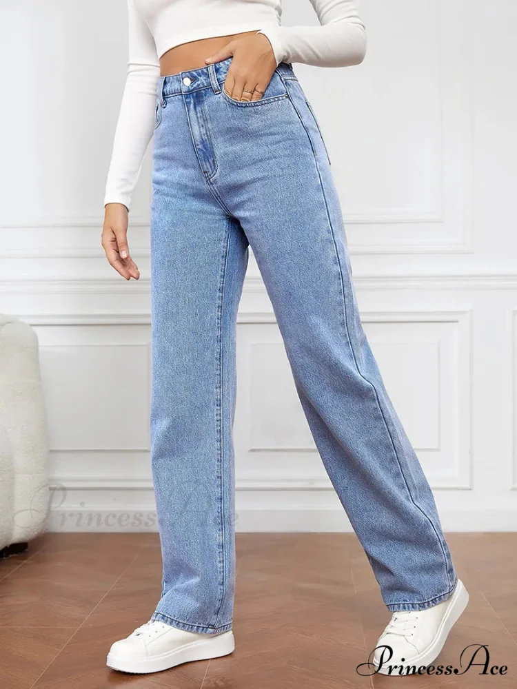 Stretch Straight-Leg Denim Trousers Women Loose Straight Washed Denim Pants Fashion Pants 2024 Fall Winter new Jean - Image 4
