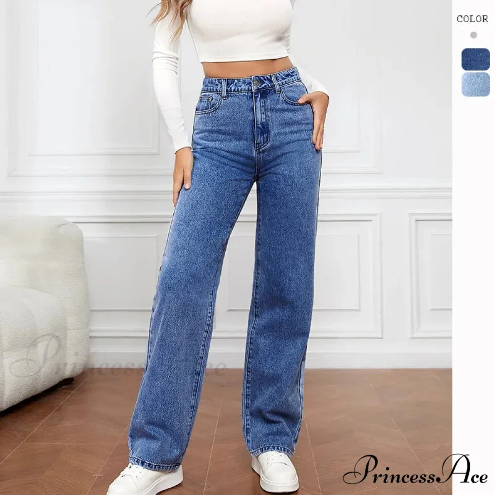Stretch Straight-Leg Denim Trousers Women Loose Straight Washed Denim Pants Fashion Pants 2024 Fall Winter new Jean - Image 5