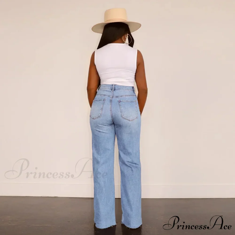 Casual High Waist Wide Leg Pants Loose Fashion Women's Street Ripped Plus Size Mom Denim Trousers 2024 Ladies Pants Jean - Image 3