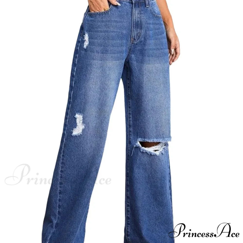 New Loose Ripped Fashion High Waist Wide Leg Casual Y2K Jean - Image 5