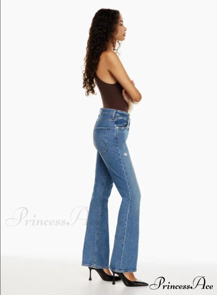 High Waist Loose Ripped Holes Streetwear Straight Ladies Denim Jean - Image 3