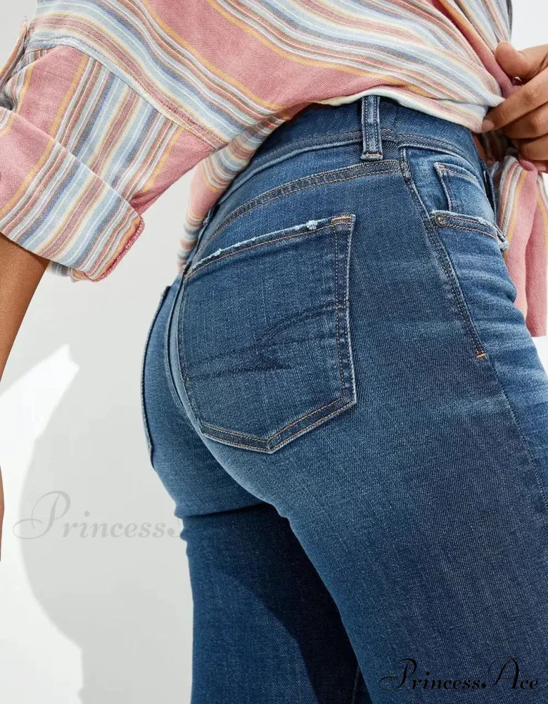 Vintage Flare Wide Leg High Waist Fashion Stretch Pocket Denim Jean - Image 4