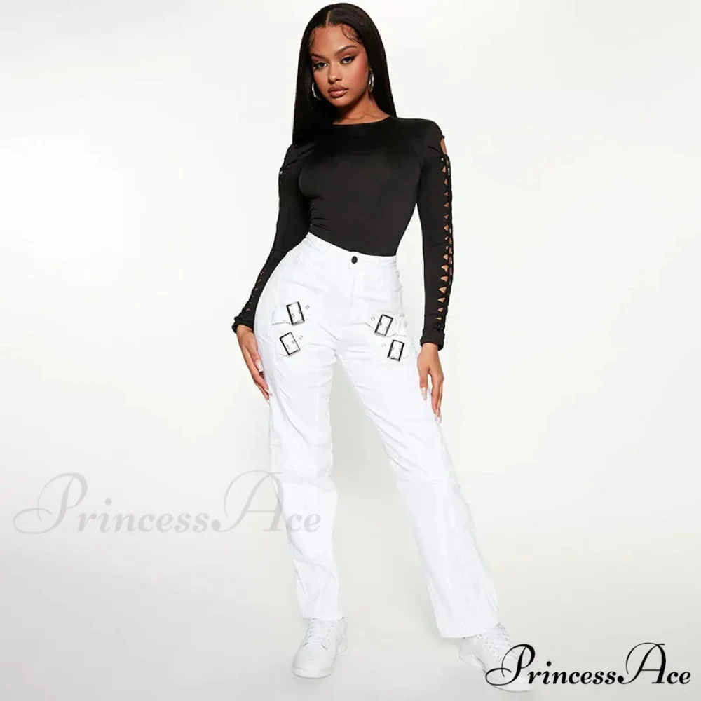 Elastic High Waist Fashion Casual Solid Washed Street Vintage Stretch Stylish Denim Jean - Image 2