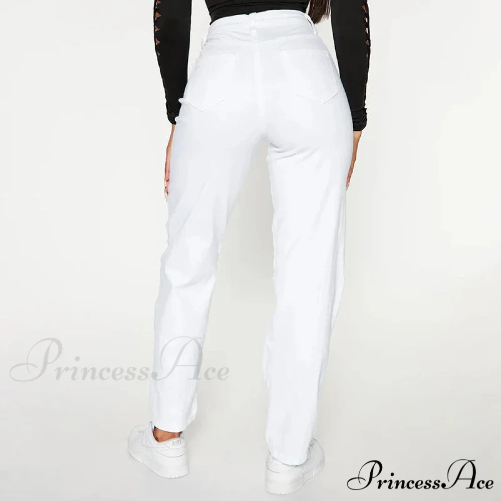 Elastic High Waist Fashion Casual Solid Washed Street Vintage Stretch Stylish Denim Jean - Image 4