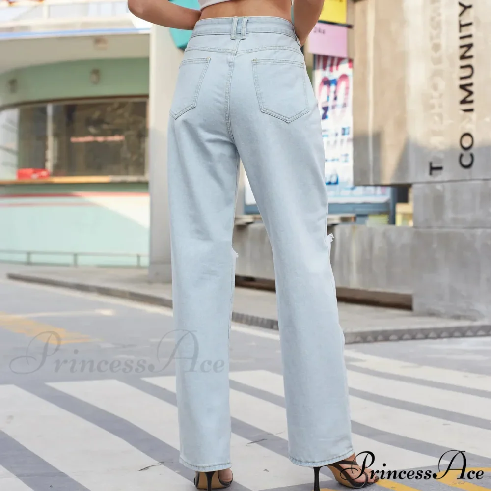 New Loose Retro Casual High Waist Ripped Wide Leg Street Fashionable Female Jean - Image 2