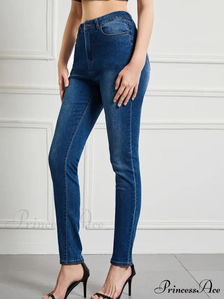 Elastic Slim High Waist Small Feet Casual Autumn Winter Jean - Image 2