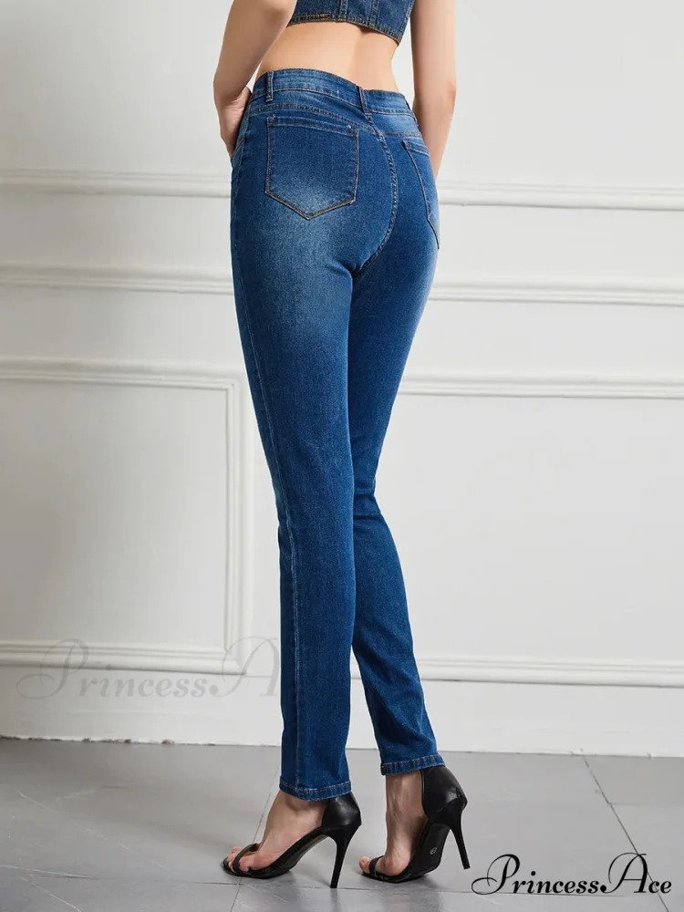 Elastic Slim High Waist Small Feet Casual Autumn Winter Jean - Image 3