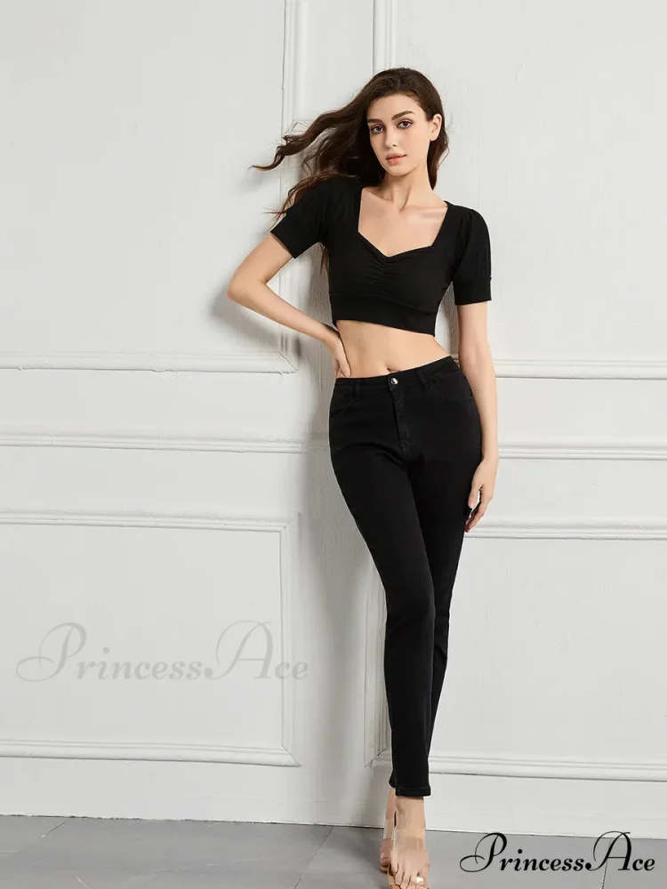 Elastic Slim High Waist Small Feet Casual Autumn Winter Jean - Image 4