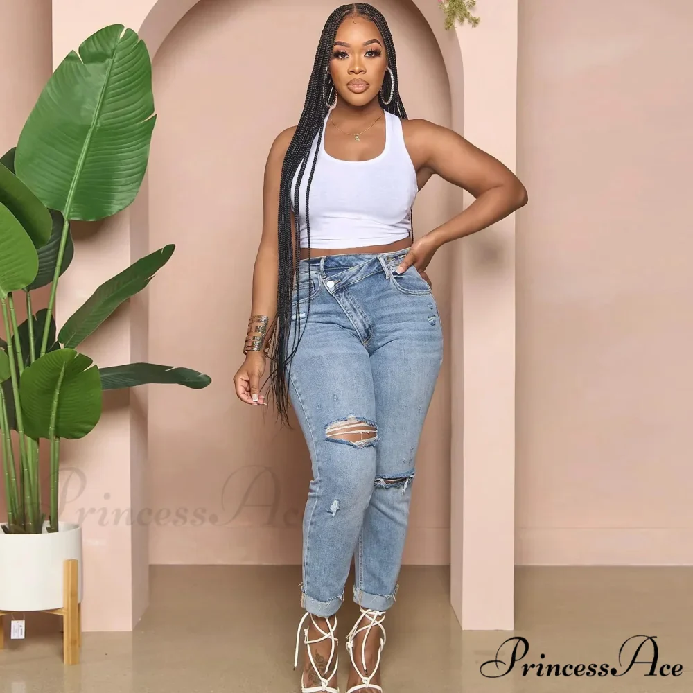 Classic Fashion Stretch Ripped Streetwear Denim Jean - Image 2