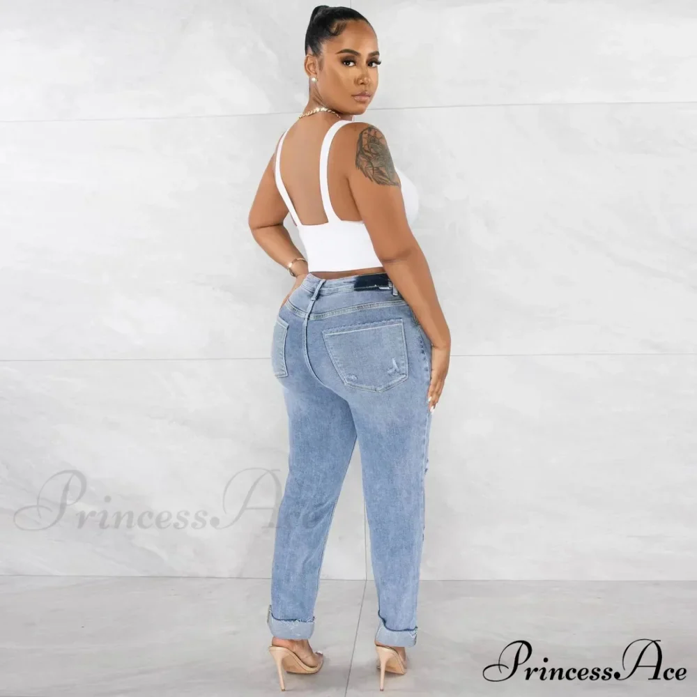 Classic Fashion Stretch Ripped Streetwear Denim Jean - Image 4