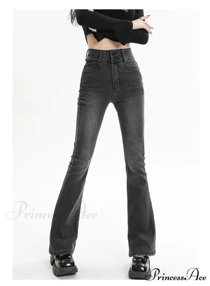 Winter Women's Plus Velvet Warm Black Flare Vintage High Waist Harajuku Streetwear Wide Leg Straight Denim Trousers Y2K Pa Jean - Image 3