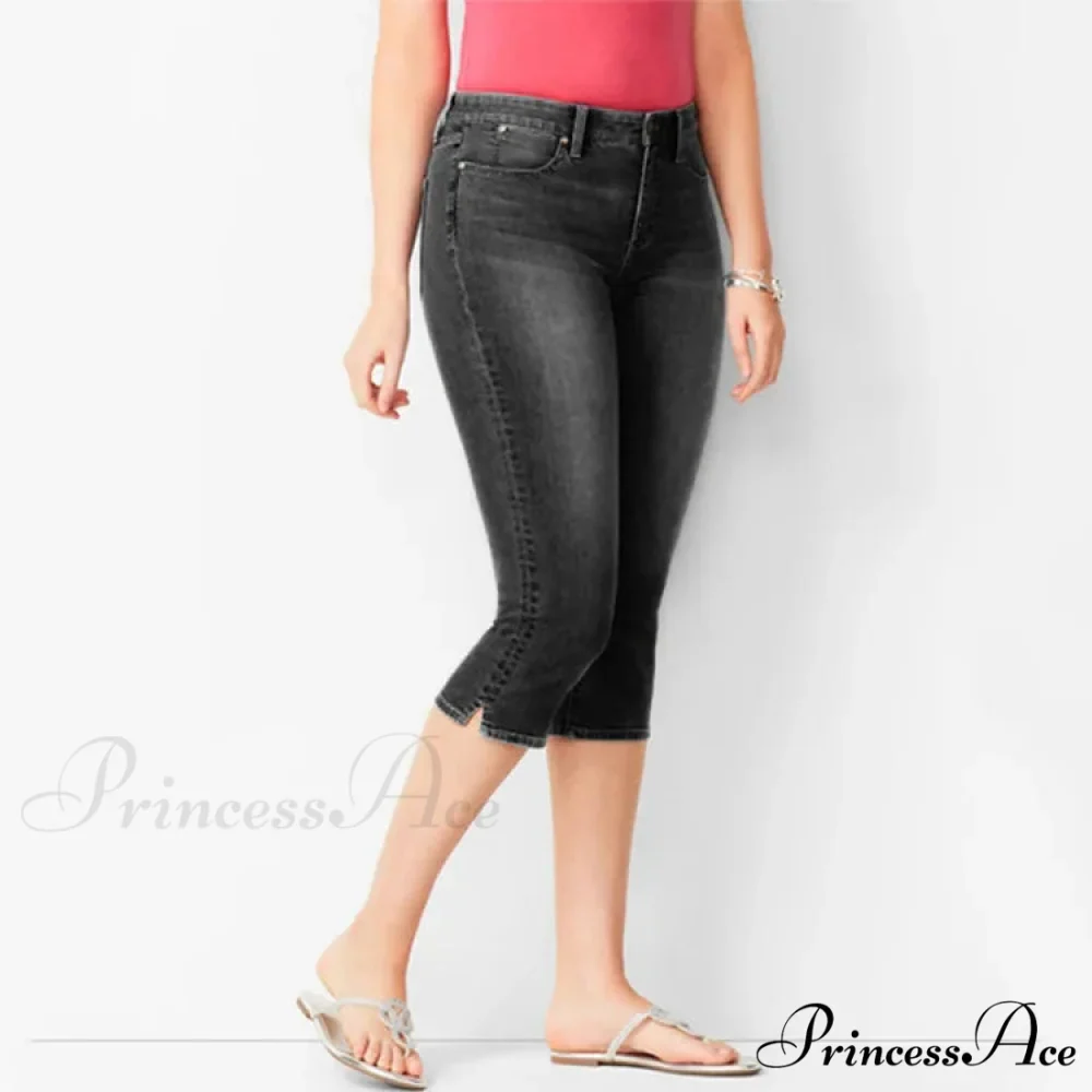Skinny Knee Length Woman's Cropped Trousers Women Elastic High Waist Mom Oversize Blue Denim Pants Ladies Jean - Image 3
