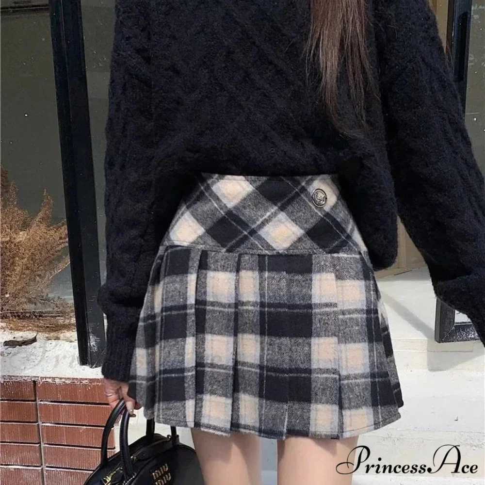 Vintage Sweet Korean Cute Kawaii Stylish Autumn Winter Trendy Mini Skirt - Image 2