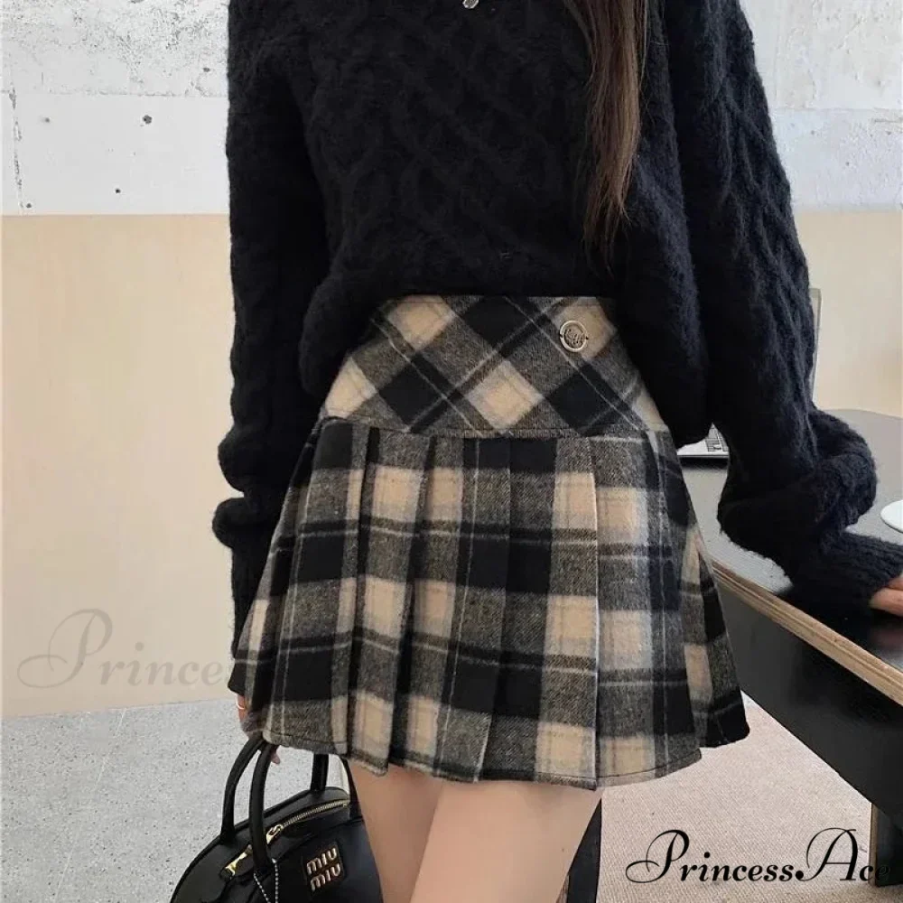 Vintage Sweet Korean Cute Kawaii Stylish Autumn Winter Trendy Mini Skirt - Image 3