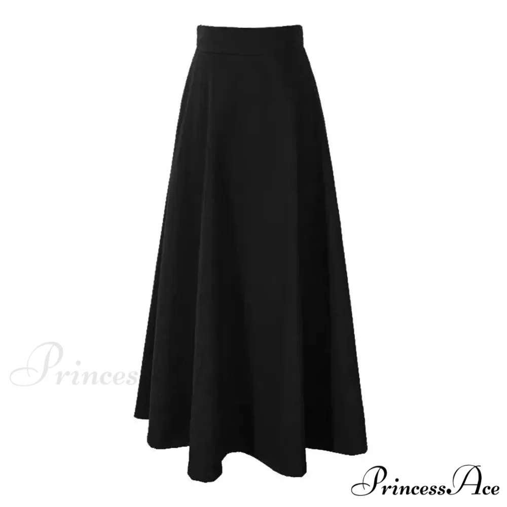 Fashionable High Waist Warm Basic Black Casual Thick Chic Maxi Skirt - Image 6