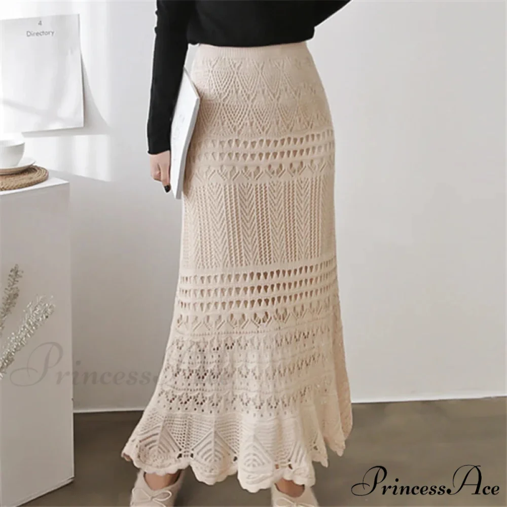 Elegant High Waist Korean Lace Crochet Sheath Wrap Trendy Feminine Skirt - Image 2