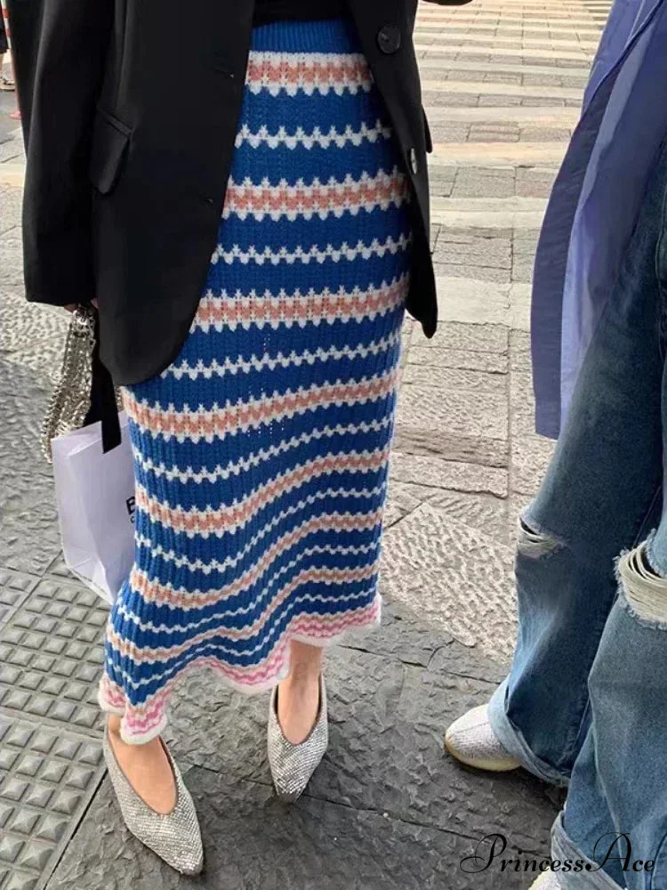 Colorful Elegant A-line Slim Fashion Black Chic Autumn Winter Midi Skirt - Image 3