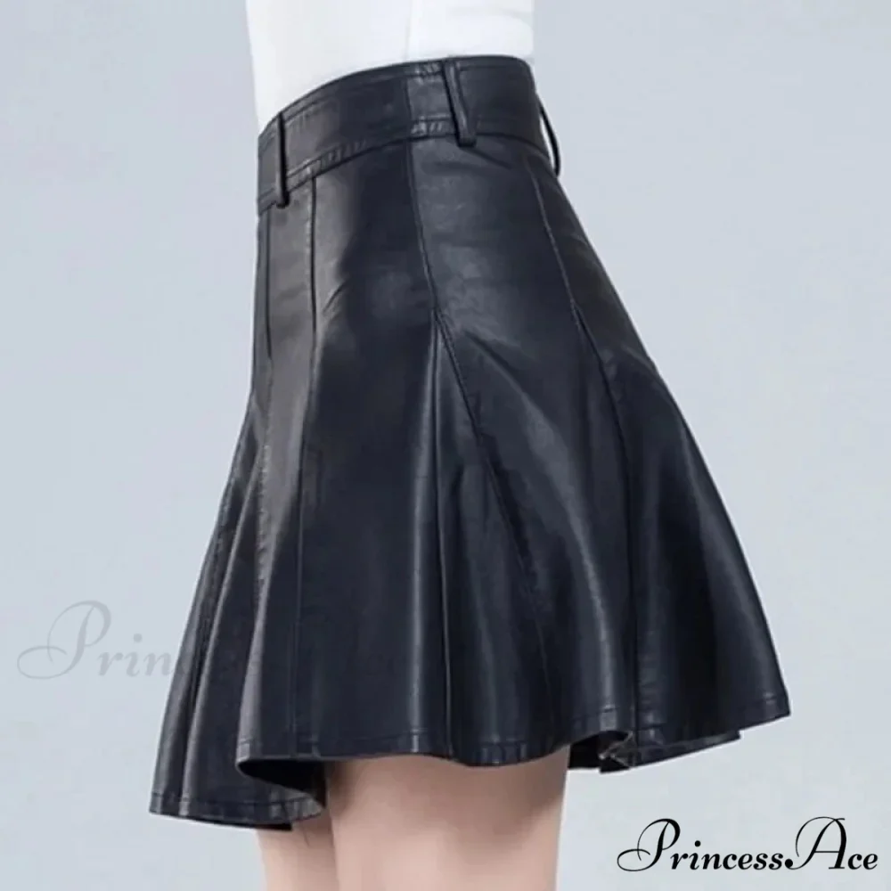 Elegant Plus Size New Fashion Korean Genuine Real Leather High Waist Sexy Skirt - Image 3