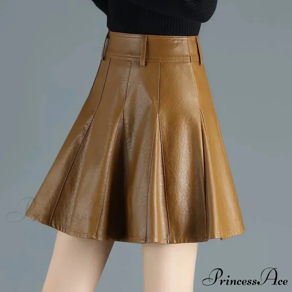 Elegant Plus Size New Fashion Korean Genuine Real Leather High Waist Sexy Skirt - Image 4