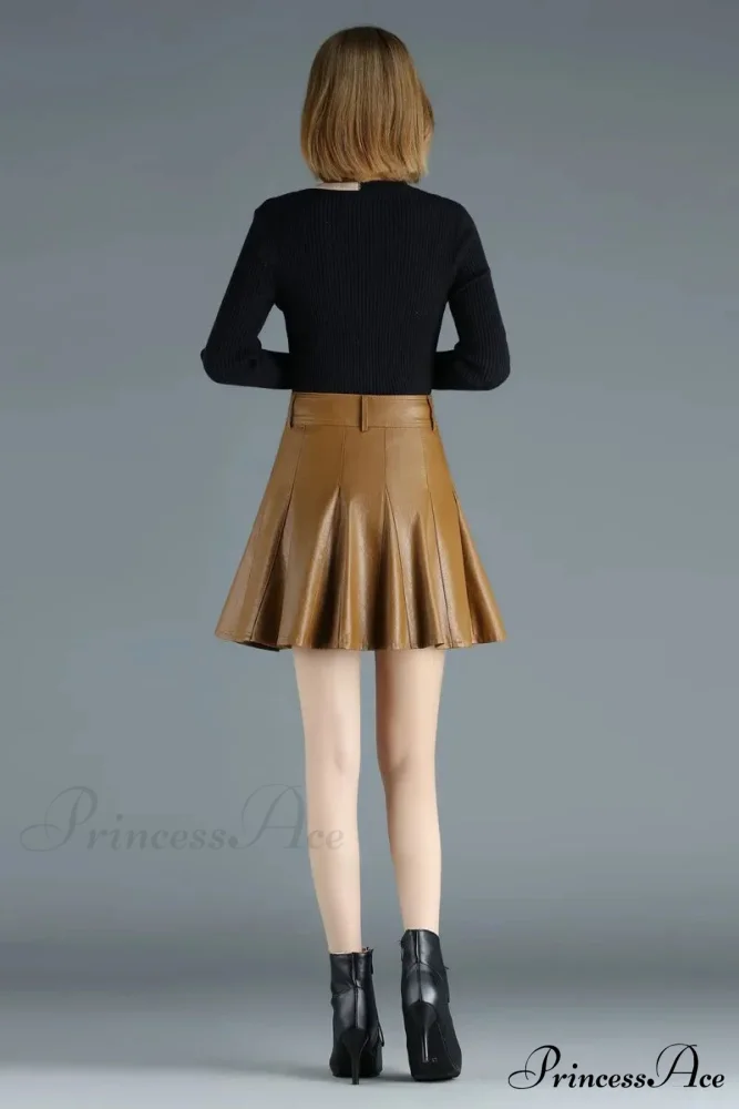 Elegant Plus Size New Fashion Korean Genuine Real Leather High Waist Sexy Skirt - Image 6