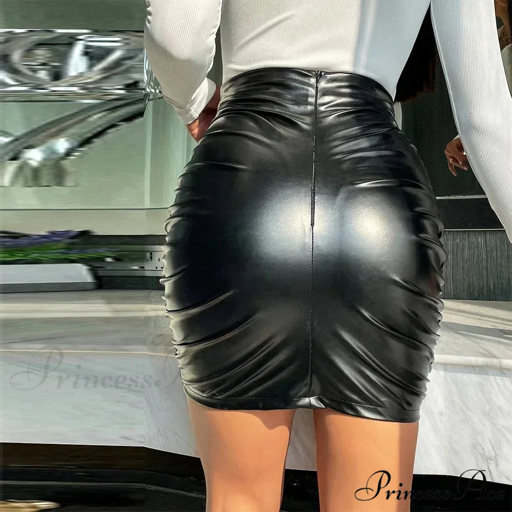 Fashionable Sexy Folded Pleated Tight Bodycon Elegant Slim Mini Skirt - Image 2