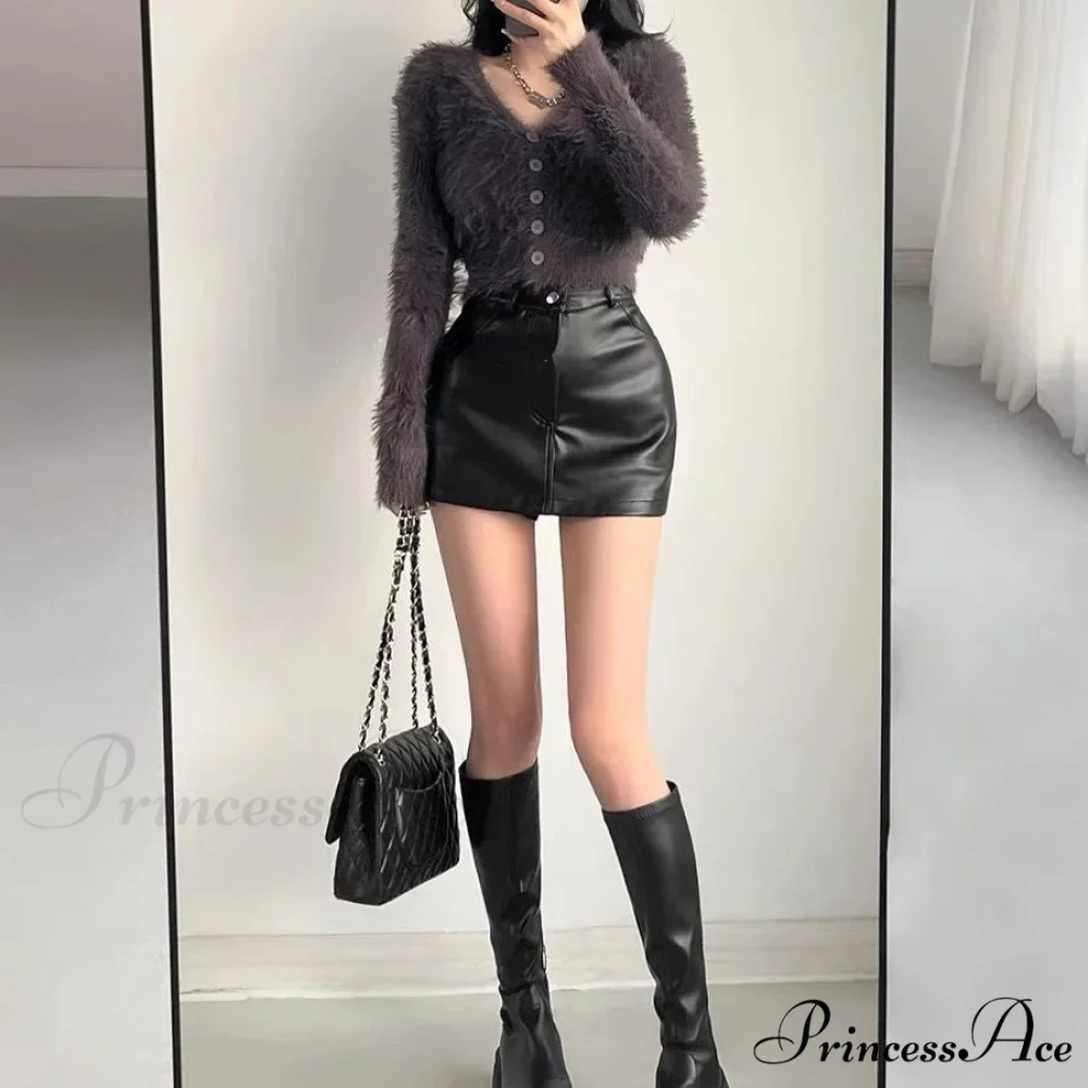 Retro Chic High Waist Sexy A-line Stylish Fashionable Brown Elegant Skirt - Image 6