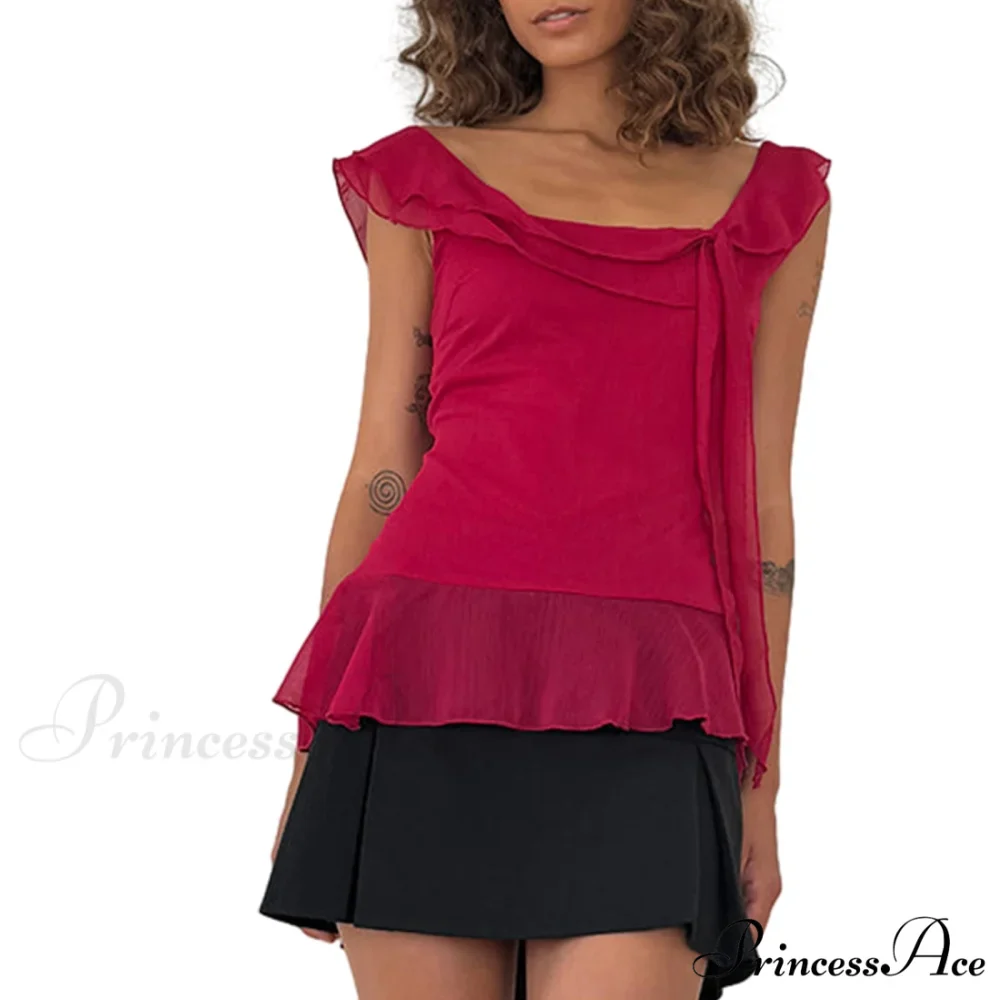 Sheer Mesh Sleeveless Backless 3D Stylish Elegant Trendy Chic Ruffle Crop Top - Image 8