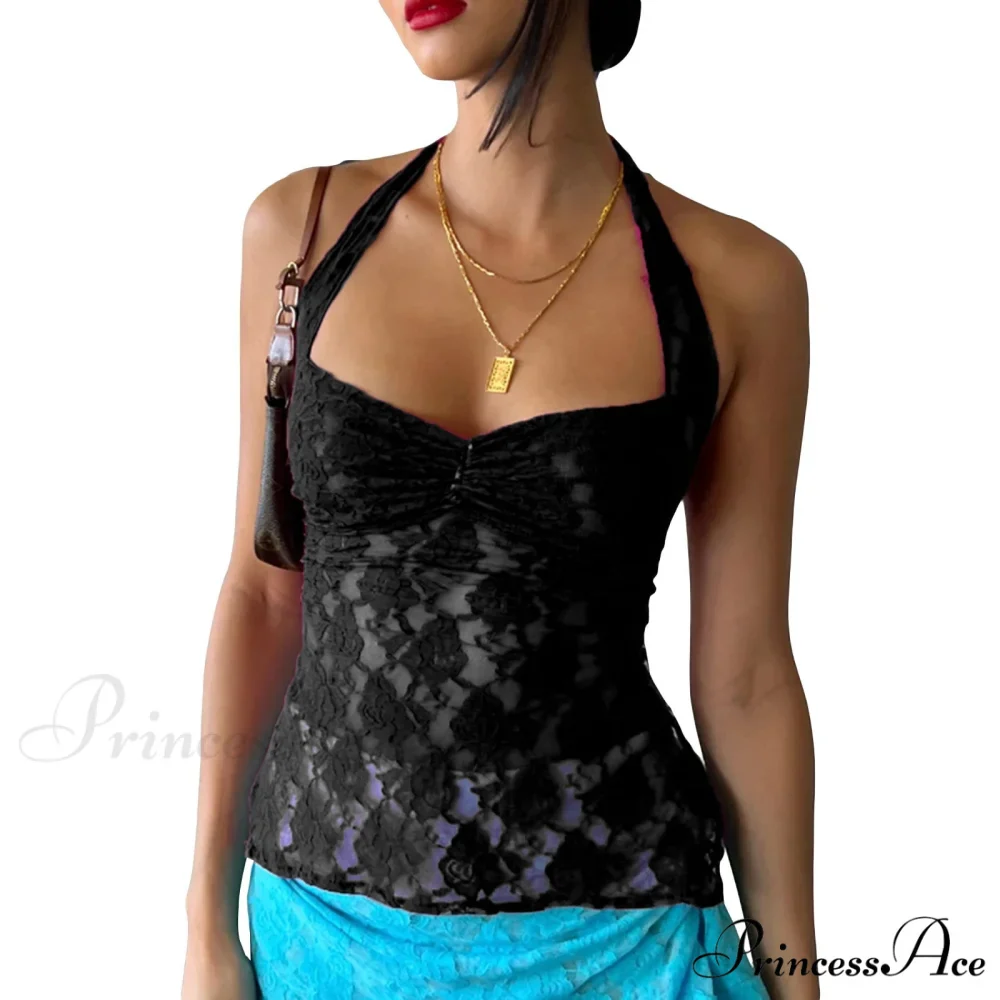 Lace Solid Chic Basic Casual Slim Fit Summer Stylish Elegant Crop Top - Image 16