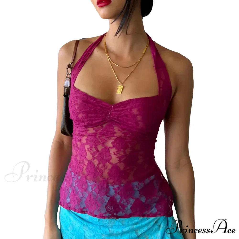 Lace Solid Chic Basic Casual Slim Fit Summer Stylish Elegant Crop Top - Image 8