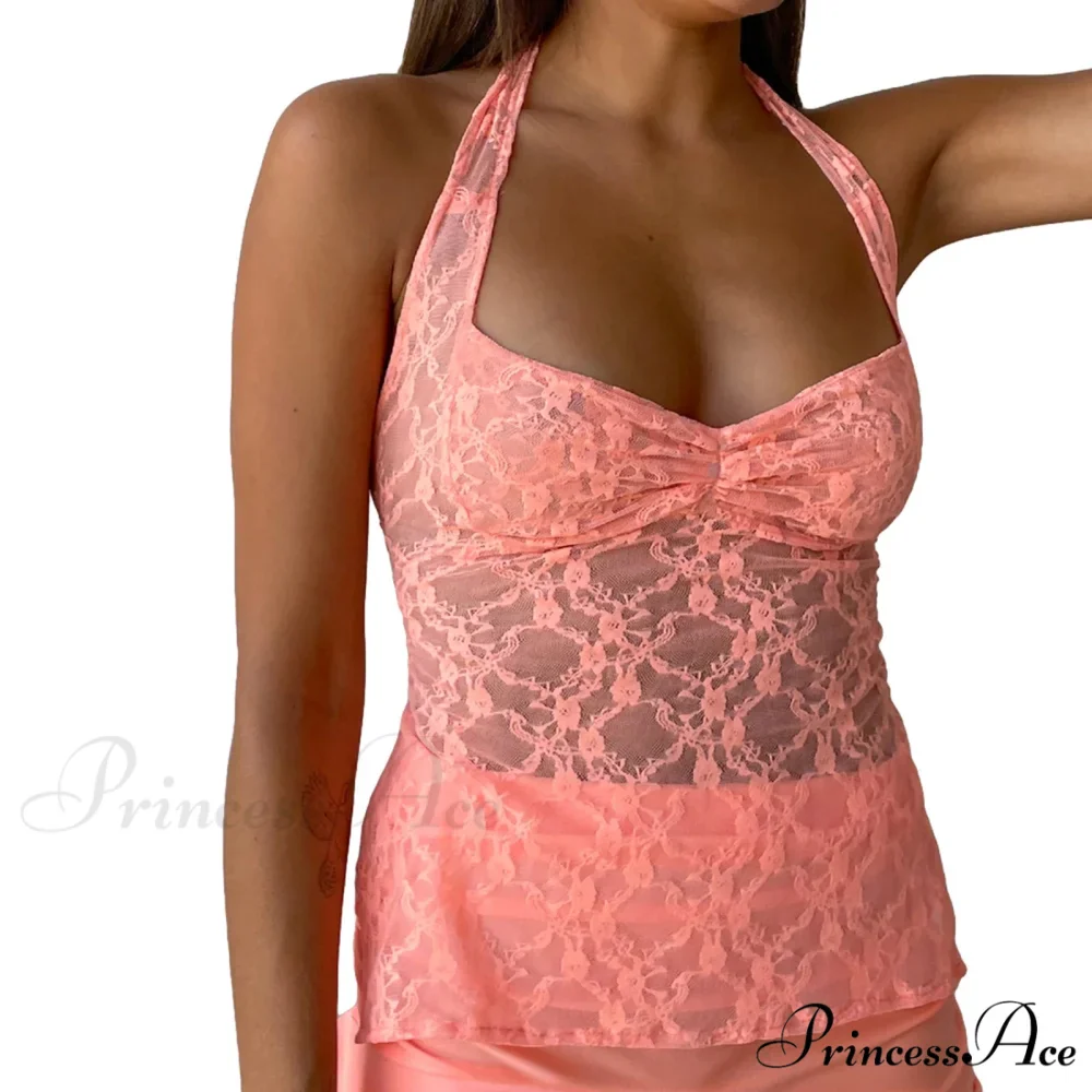 Lace Solid Chic Basic Casual Slim Fit Summer Stylish Elegant Crop Top - Image 9