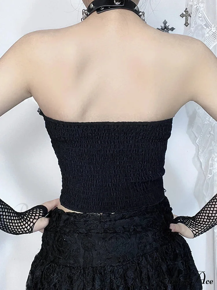 Gothic Dark Punk Harajuku Grunge Stylish Elegant Chic Trendy Lace-up Crop Top - Image 5