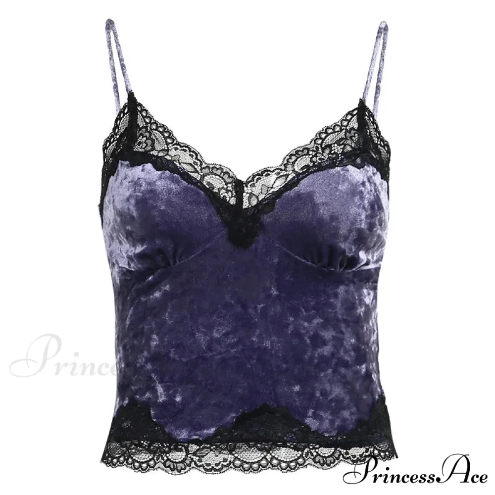 Lace Gothic Aesthetic Velvet Grunge Punk Bodycon V-neck Elegant Classic Crop Top - Image 5