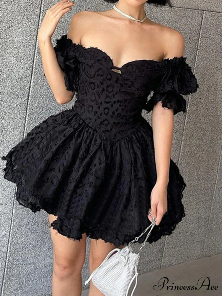 Gothic Lolita Women's Vintage High Waist Black Ball Gown Goth Puff Sleeve V-neck Dress - Image 3
