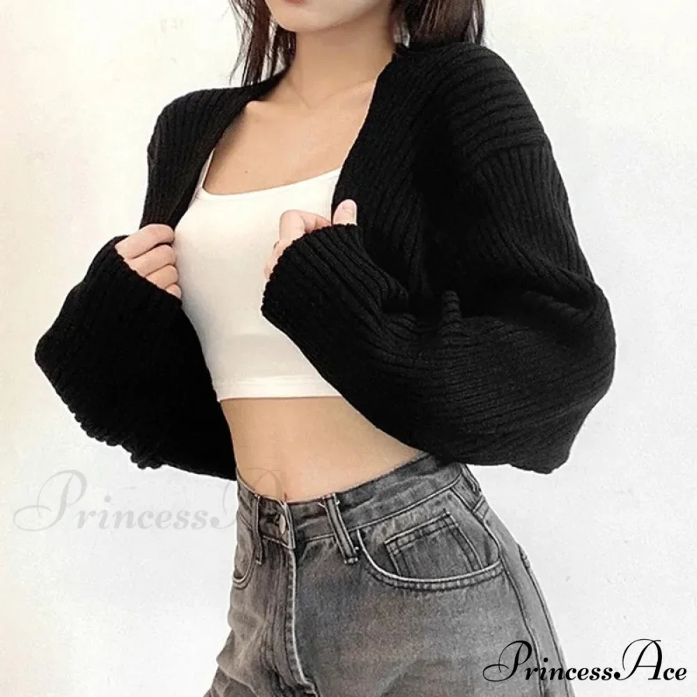 Open Front Solid Color Cropped Casual Bolero Shrug Cardigan - Image 2