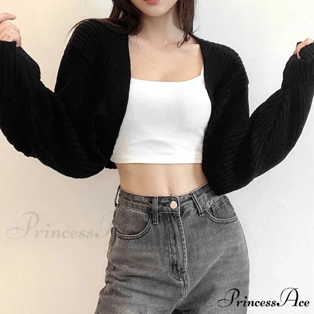 Open Front Solid Color Cropped Casual Bolero Shrug Cardigan - Image 7