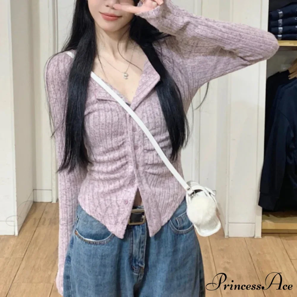 Autumn Y2k Knit V Lapel Long Sleeve Vintage Korean Cardigan - Image 5