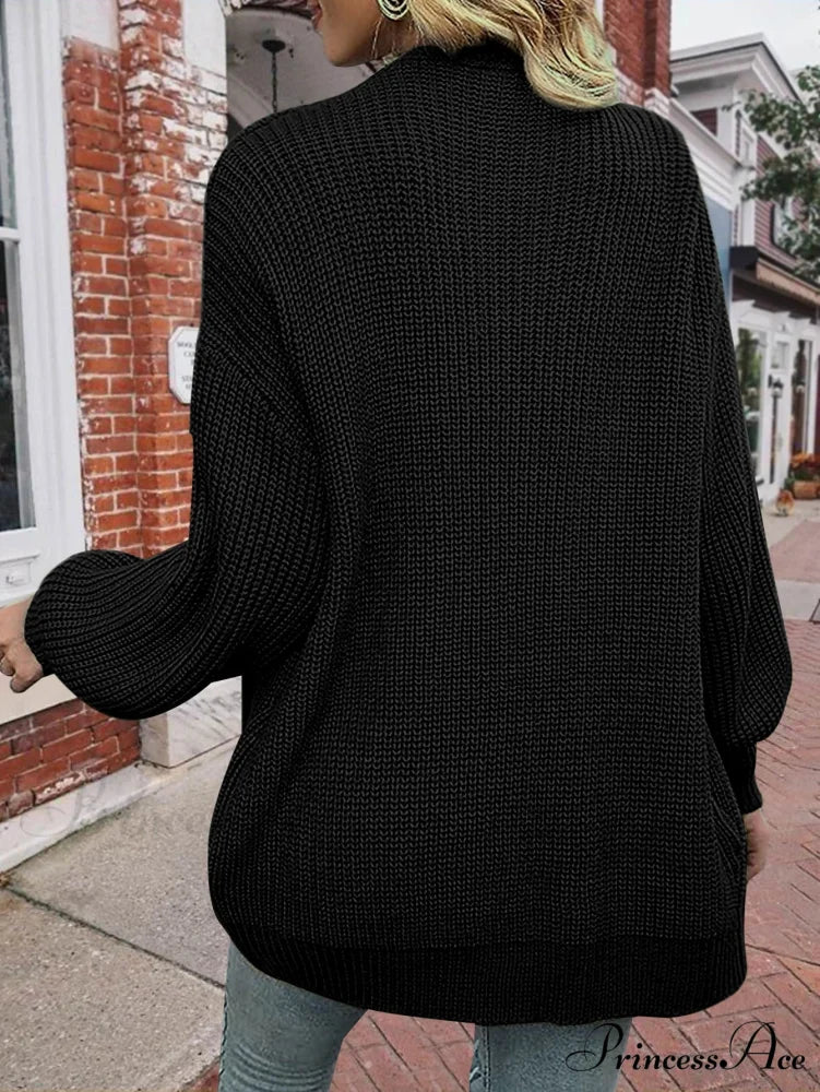 Cozy Stylish Autumn Winter Mid-length Knitwear Sweater Jacket Cardigan - Image 2