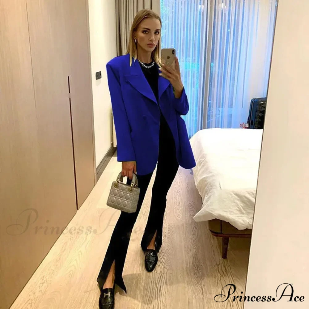 Oversize Elegant Casual Long Sleeve Single Button Autumn Blazer - Image 10
