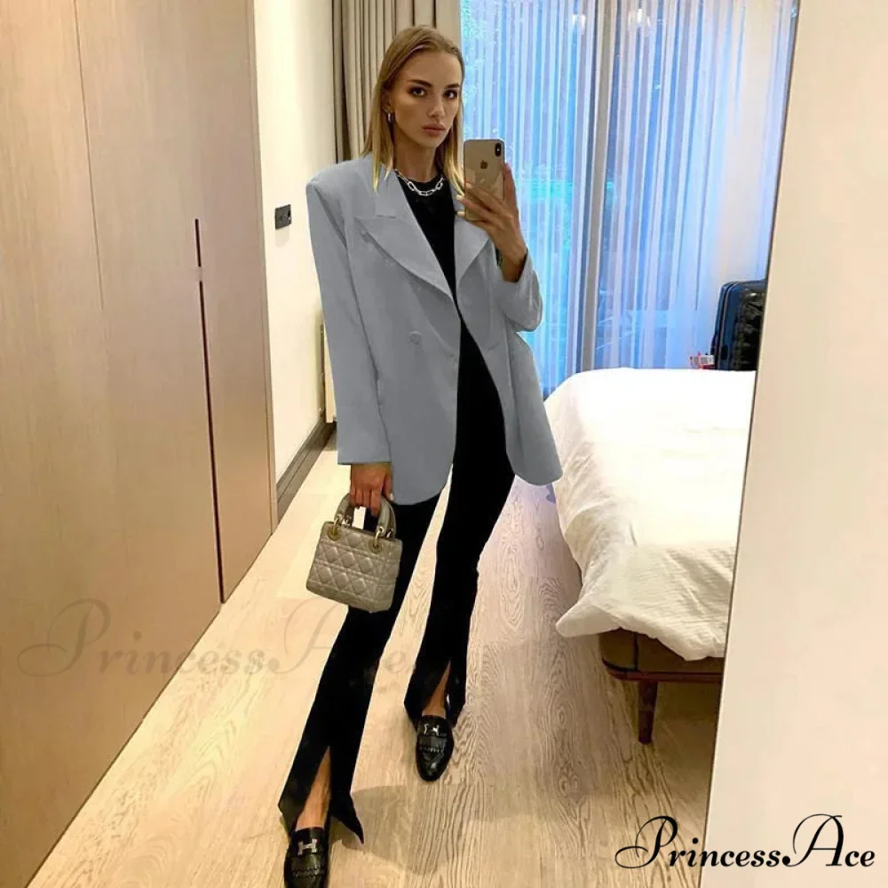 Oversize Elegant Casual Long Sleeve Single Button Autumn Blazer - Image 4