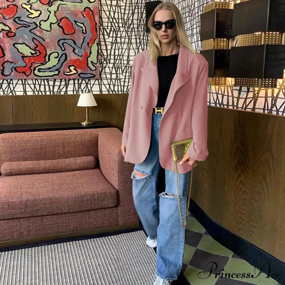 Oversize Elegant Casual Long Sleeve Single Button Autumn Blazer - Image 6