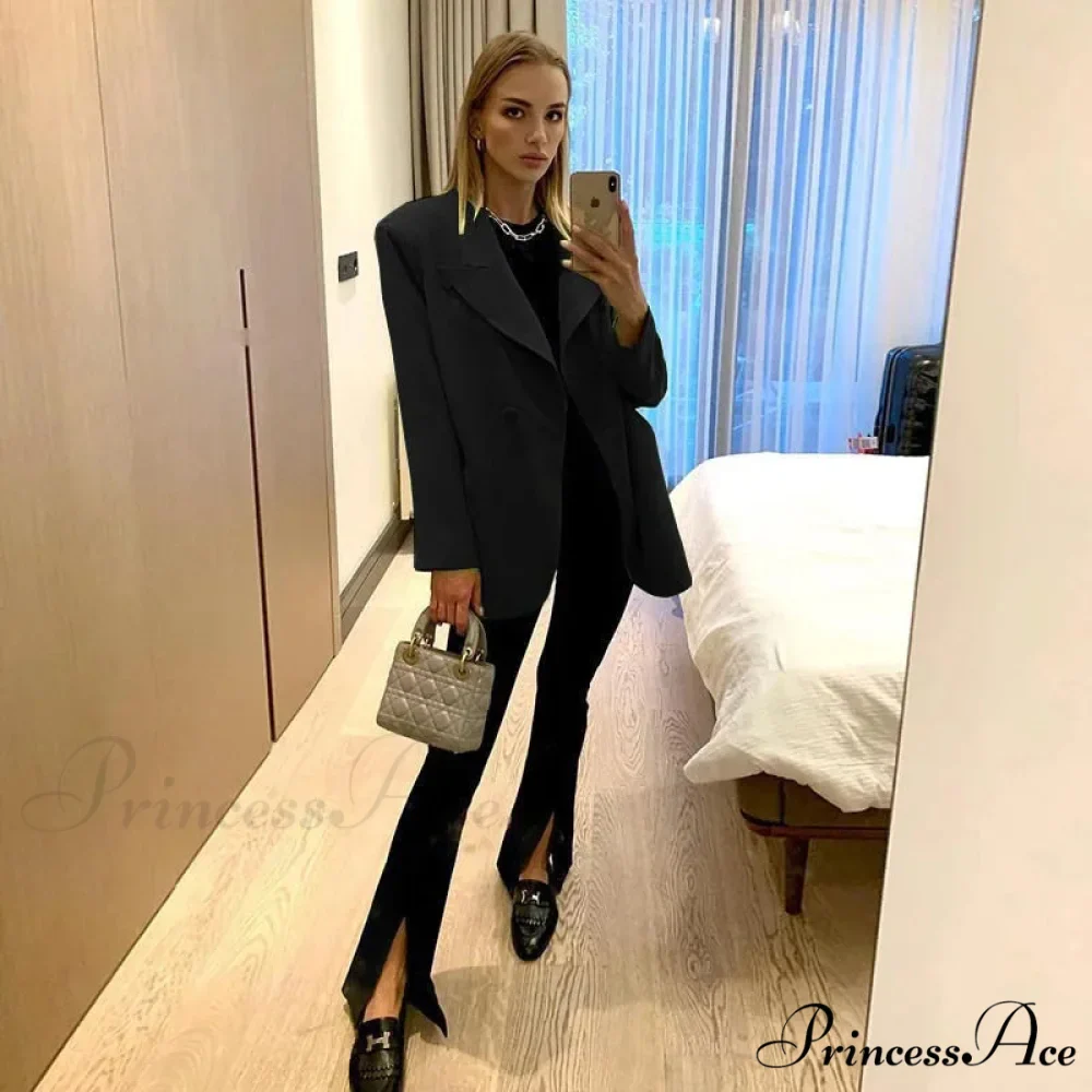 Oversize Elegant Casual Long Sleeve Single Button Autumn Blazer - Image 7
